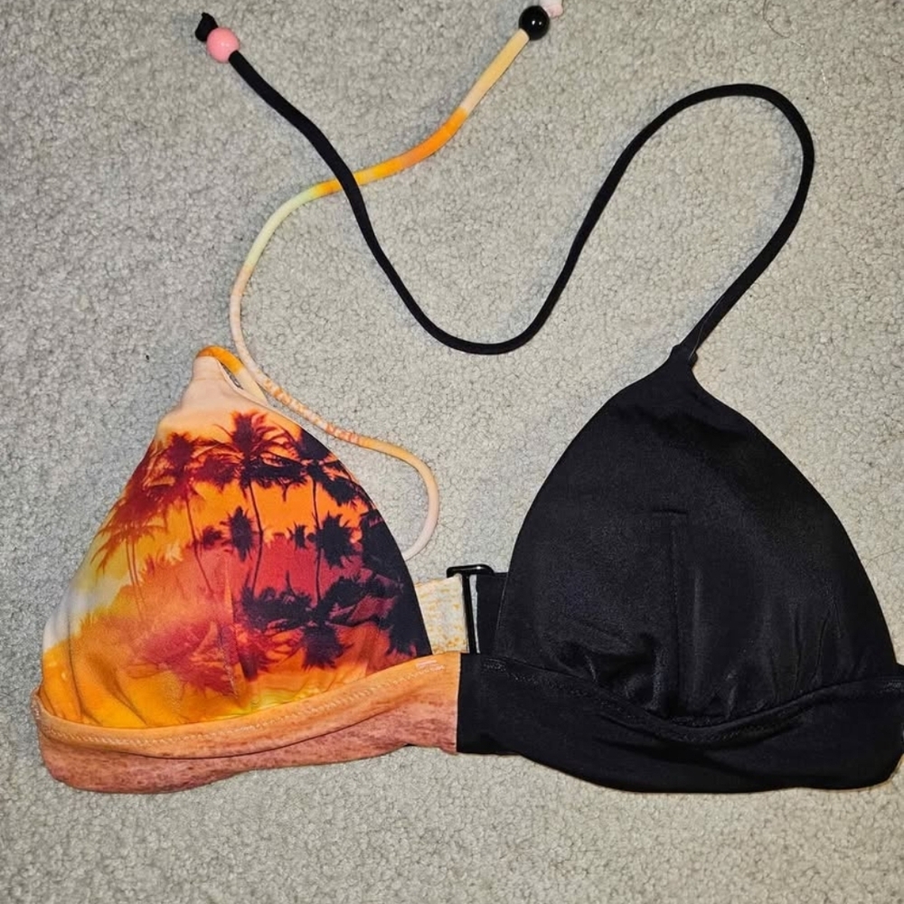 Victoria's Secret Black and Pink Bikini Top